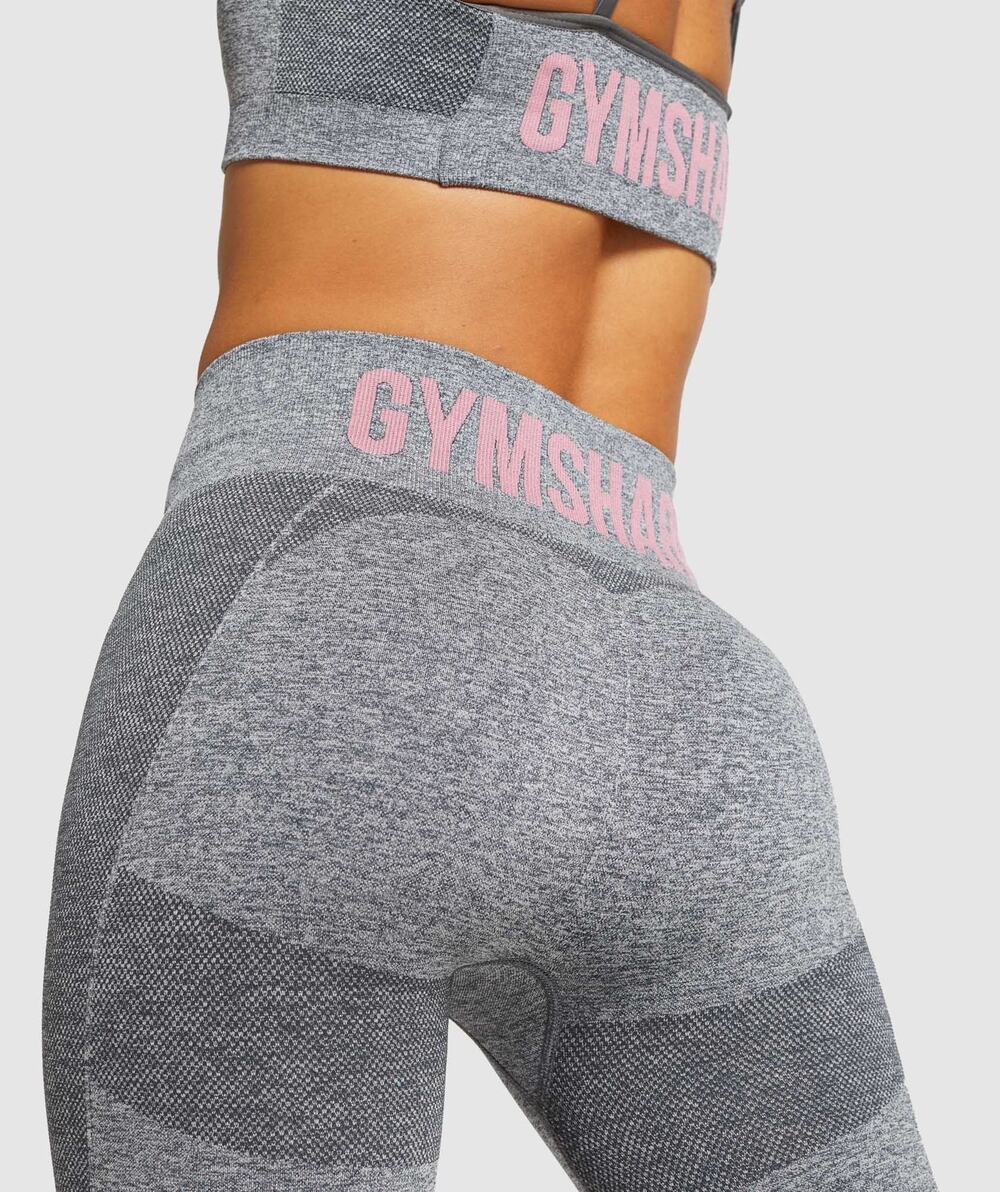 Gymshark Flex Charcoal Marl Ruby Pink Seamless Gym Cycling Biker Shorts Size S
